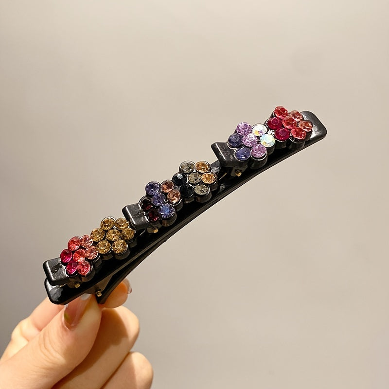 Flower Hair Clips Nonslip Headwear Faux Pearl Rhinestone Hair Clips