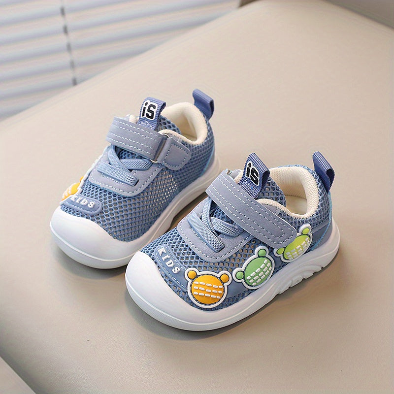 Baby Girls Bear Slip On Mesh Sneakers, Breathable, No Tie, Outdoor Shoes
