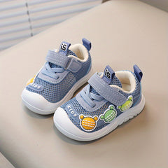 Baby Girls Bear Slip On Mesh Sneakers, Breathable, No Tie, Outdoor Shoes