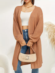 Long Length Knit Cardigan Open Front Sweater Women's Clothing