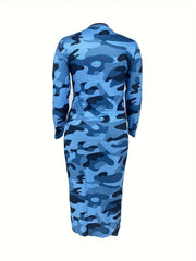  Printed Long Sleeve Maxi Dress