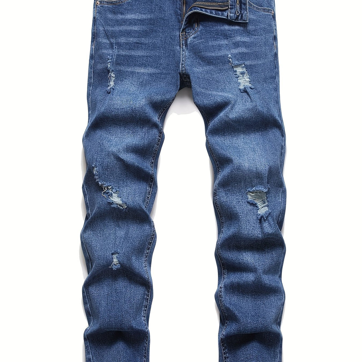 Men s Ripped Slim Fit Denim Jeans With Pockets