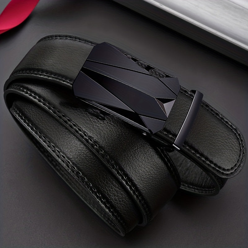 Men's Business Buckle Belt Automatic PU Leather Belt