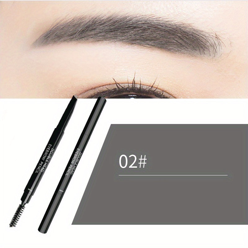 Triangle Head Eyebrow Pencil Double Ended Stick & Spiral Brush 3 Colors