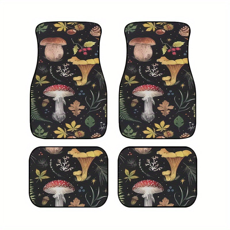 Set of 4 Mushroom Pattern Car Floor Mats