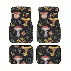 Set of 4 Mushroom Pattern Car Floor Mats