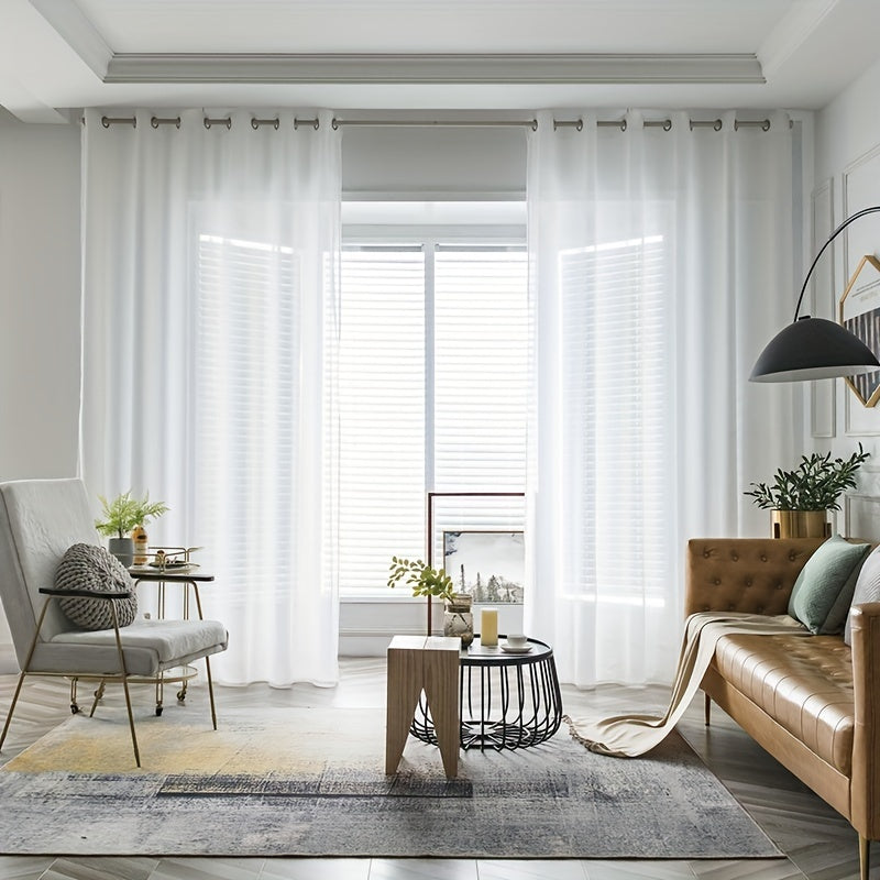 Chiffon Sheer Curtains Grommet Top Modern Style Home Decor