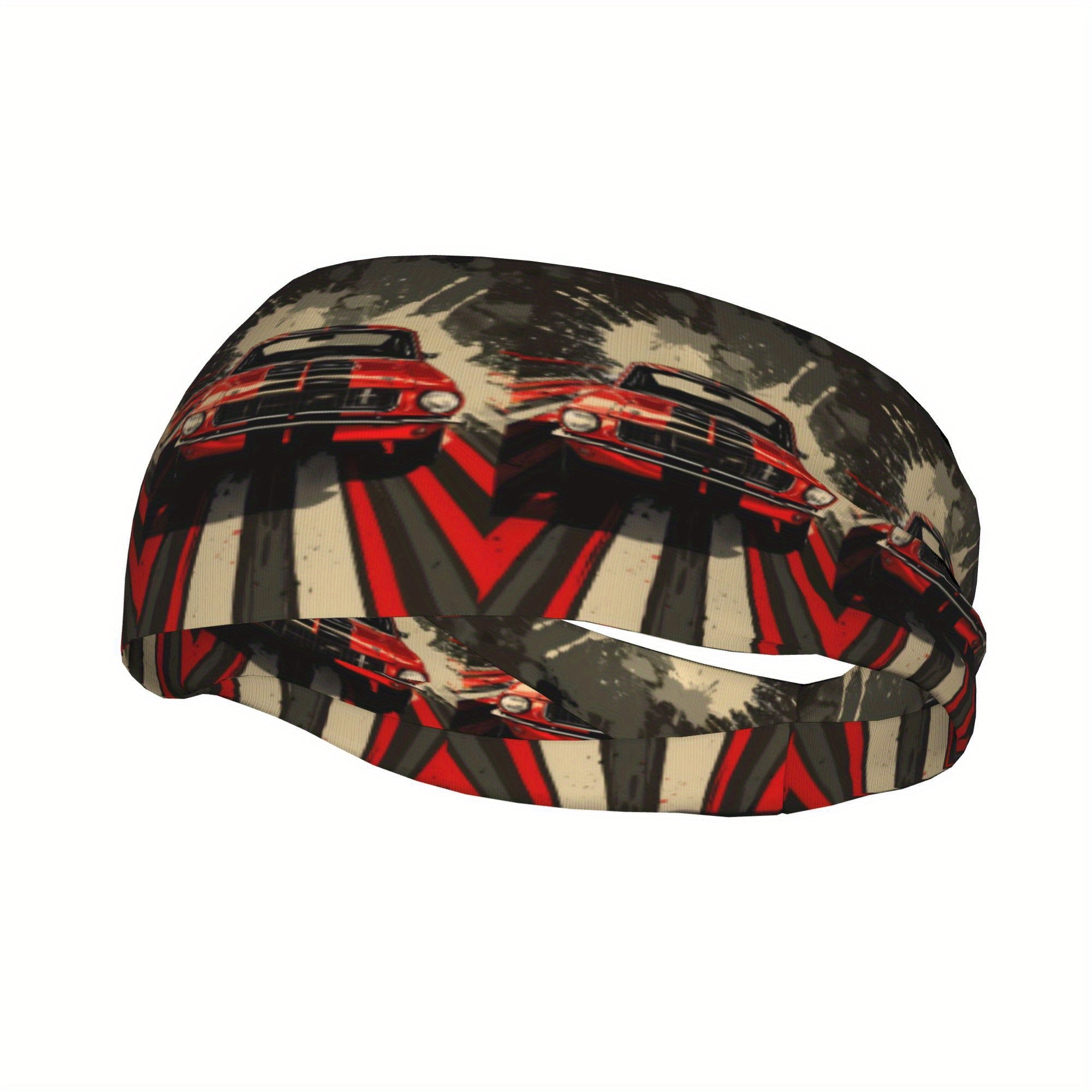 Unisex Sports Headband Vintage Car Graphic Red
