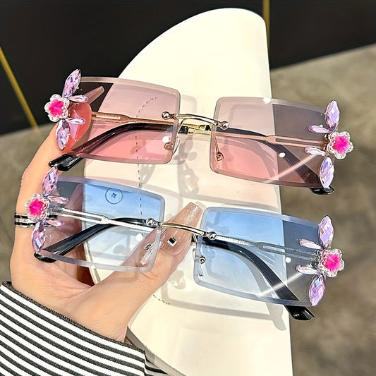 Rhinestone Flower Sunglasses UV400 Sun Shades Beach Party