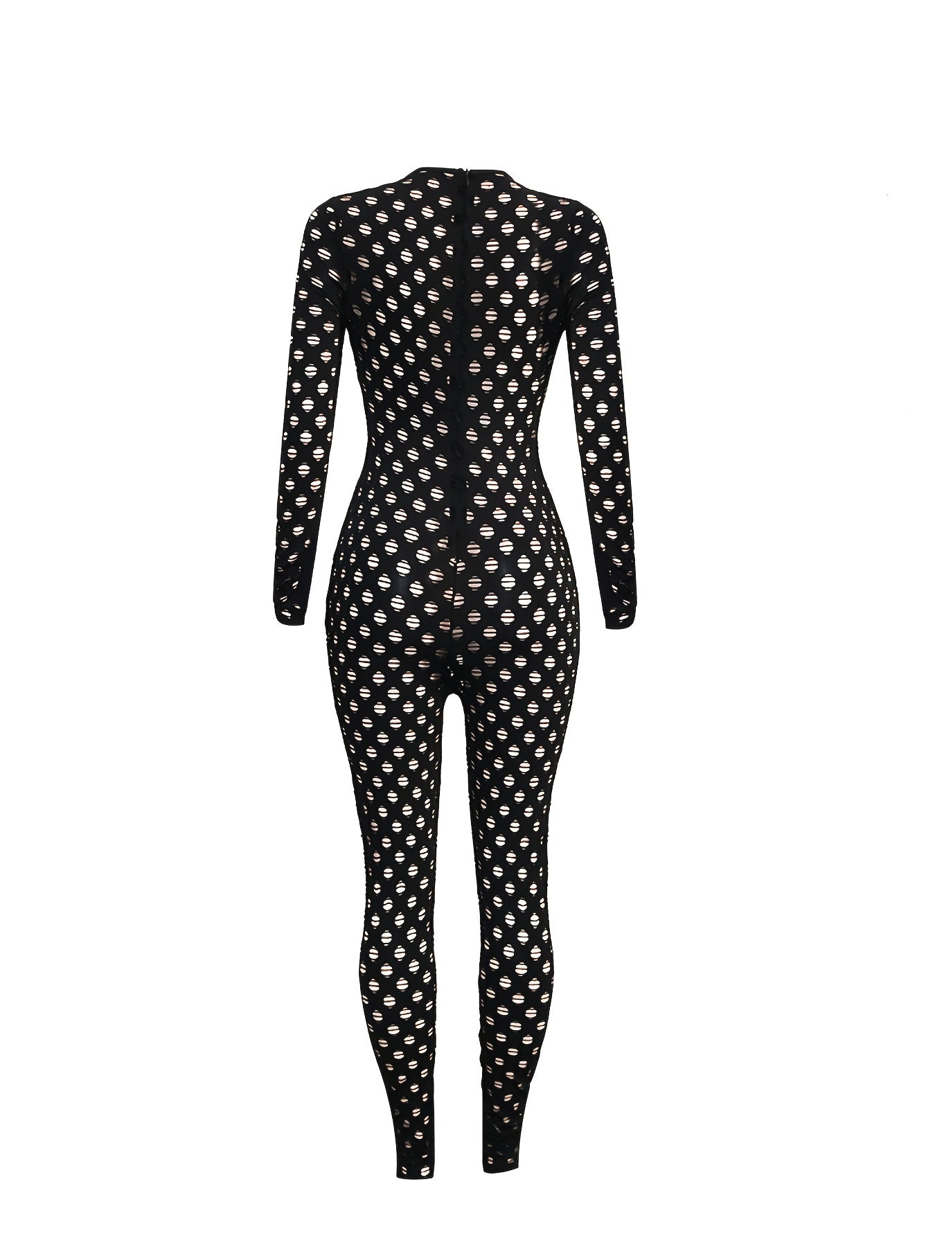 Hollow Zip Back Jumpsuit Sexy Bodycon Long Sleeve Jumpsuit