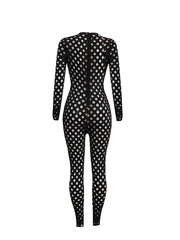 Hollow Zip Back Jumpsuit Sexy Bodycon Long Sleeve Jumpsuit