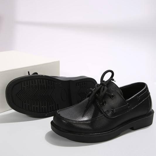 Solid Lace Up Flat Shoes For Girls Lightweight Anti slip Dress Shoes All Seasons