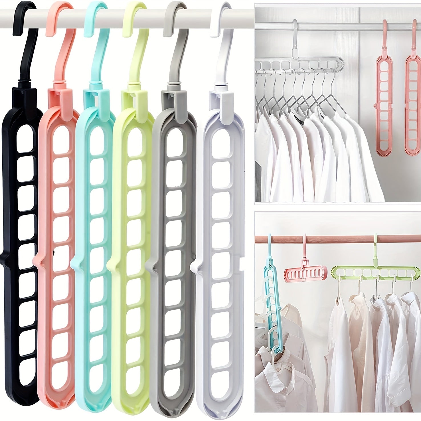 5pcs Multifunctional Closet Organizer with 9 Hole Coat Hanger