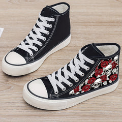 Skull Pattern High Top Skate Shoes with Plush Lining