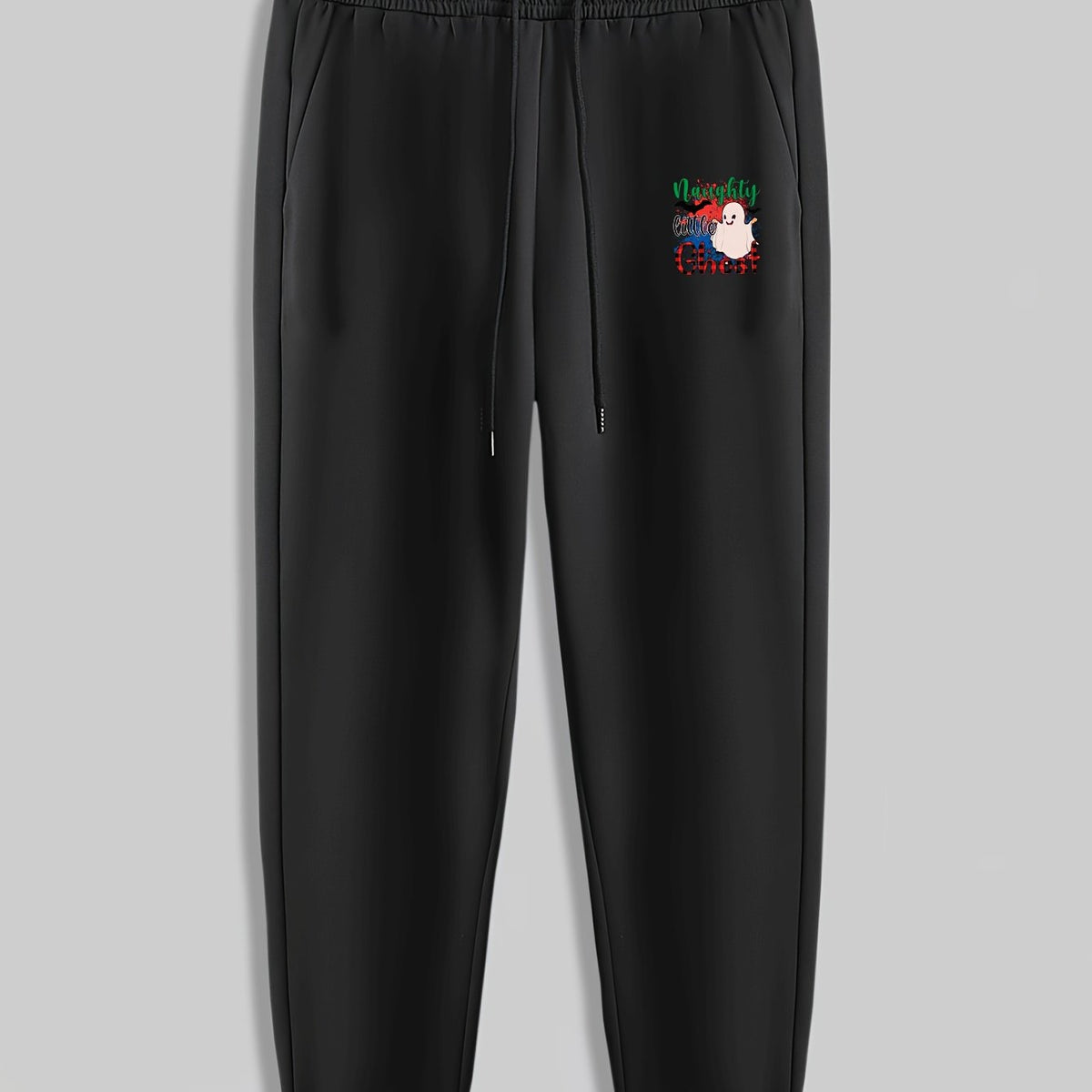Christmas Ghost Print Men's Pants Drawstring Sweatpants Loose Casual Trousers