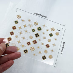 Bohemia Style Holographic Nail Stickers 5D Engraved Self Adhesive Decals