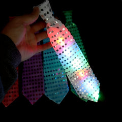 LED Tie Children's Bright Glow Tie Sequin Flash Tie for Parties Carnivals