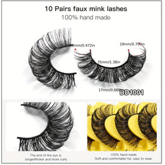 10 Pairs Fluffy False Eyelashes for Daily Party Wear