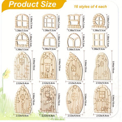 64pcs Wooden Fairy Doors DIY Craft Kit for Home Decor Weddings