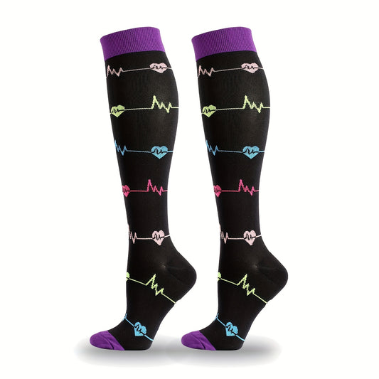 Striped Compression Sports Socks Anti slip Breathable Knee High Socks