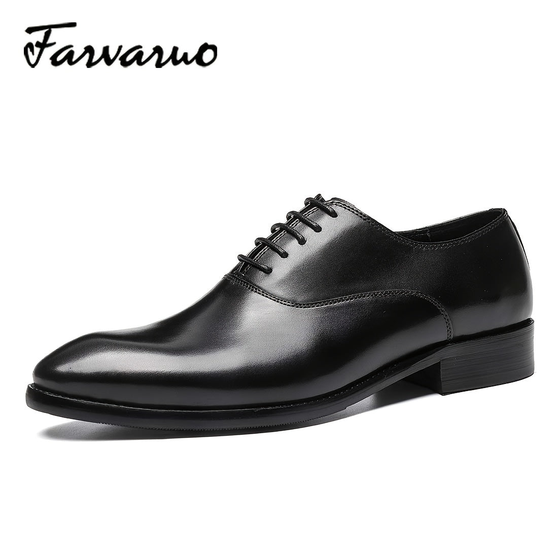 FARWARWO Men's Leather Oxford Shoes Pointed Toe Comfortable Dress Shoes