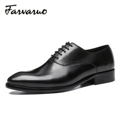 FARWARWO Men's Leather Oxford Shoes Pointed Toe Comfortable Dress Shoes