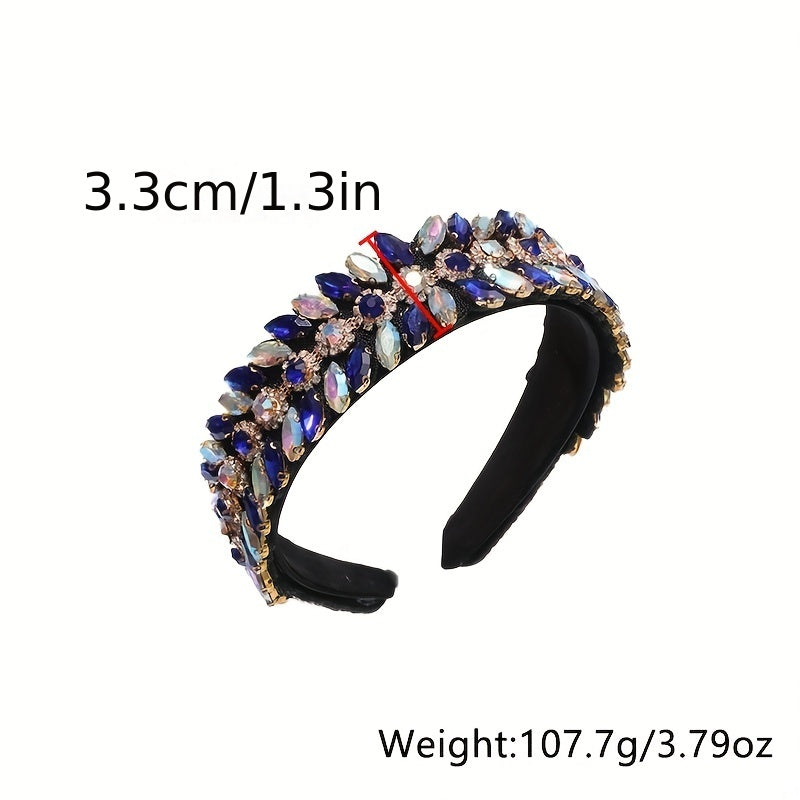 Baroque Rhinestone Headband Glitter Hair Hoop For Women Bridal Wedding