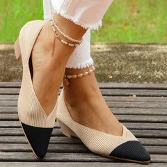 Women's Colorblock Wedge Heels Pointed Toe Slip On Shoes