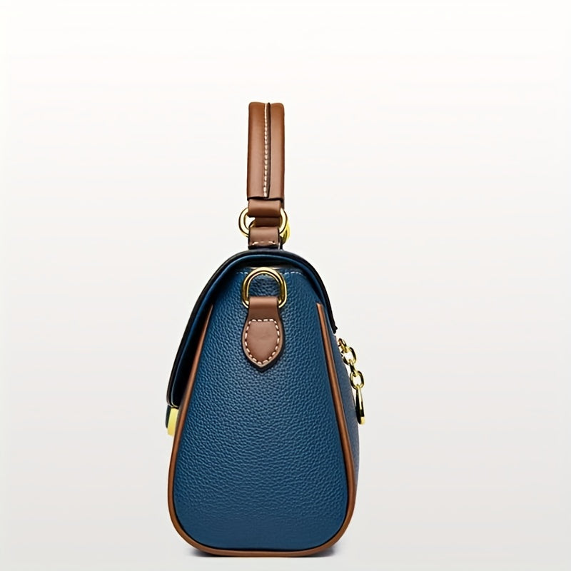 Wide Strap Satchel Crossbody Bag PU Leather Textured Bag Purse