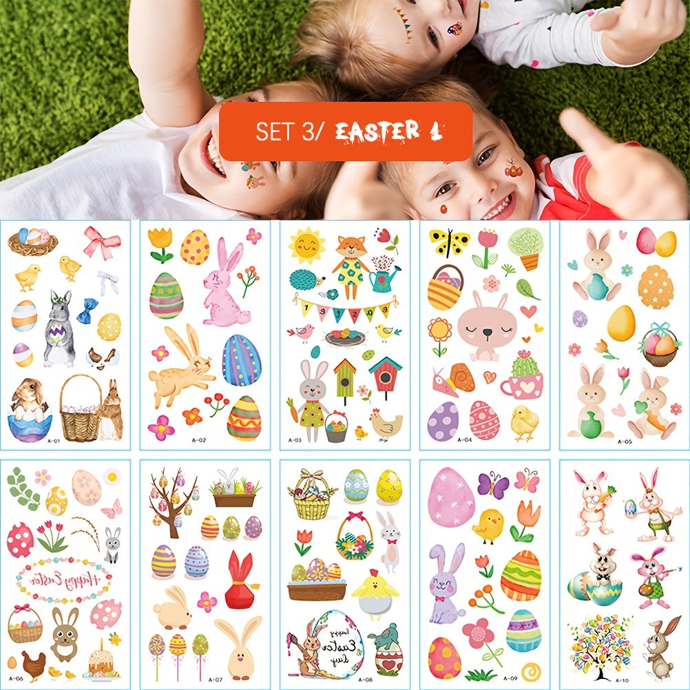 10 Pcs Easter Festive Tattoo Stickers Set