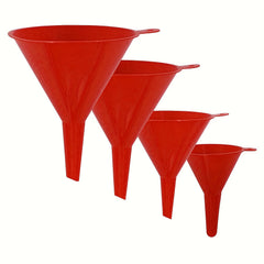4-Piece Automotive Plastic Funnel Set Red