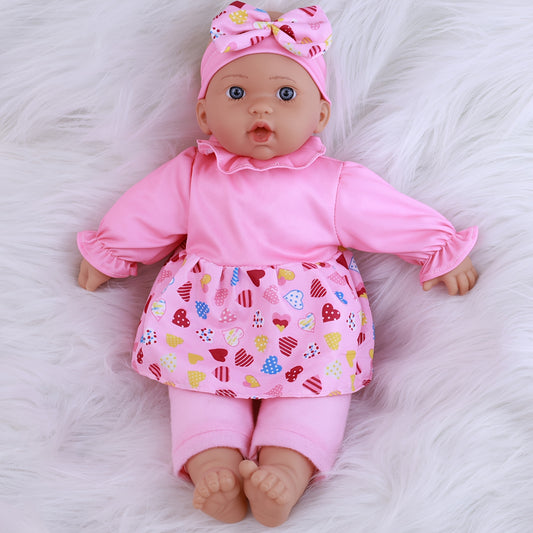 WERFLOT Reborn Baby Doll Soft Body Lifelike Pink Outfit Colorful Patterns