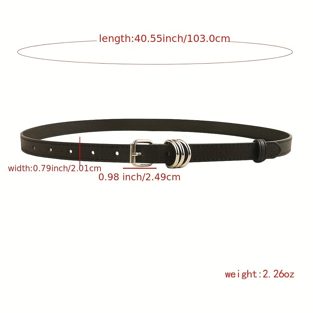 Thin Square Pin Buckle Belt Casual PU Leather Belt For Women