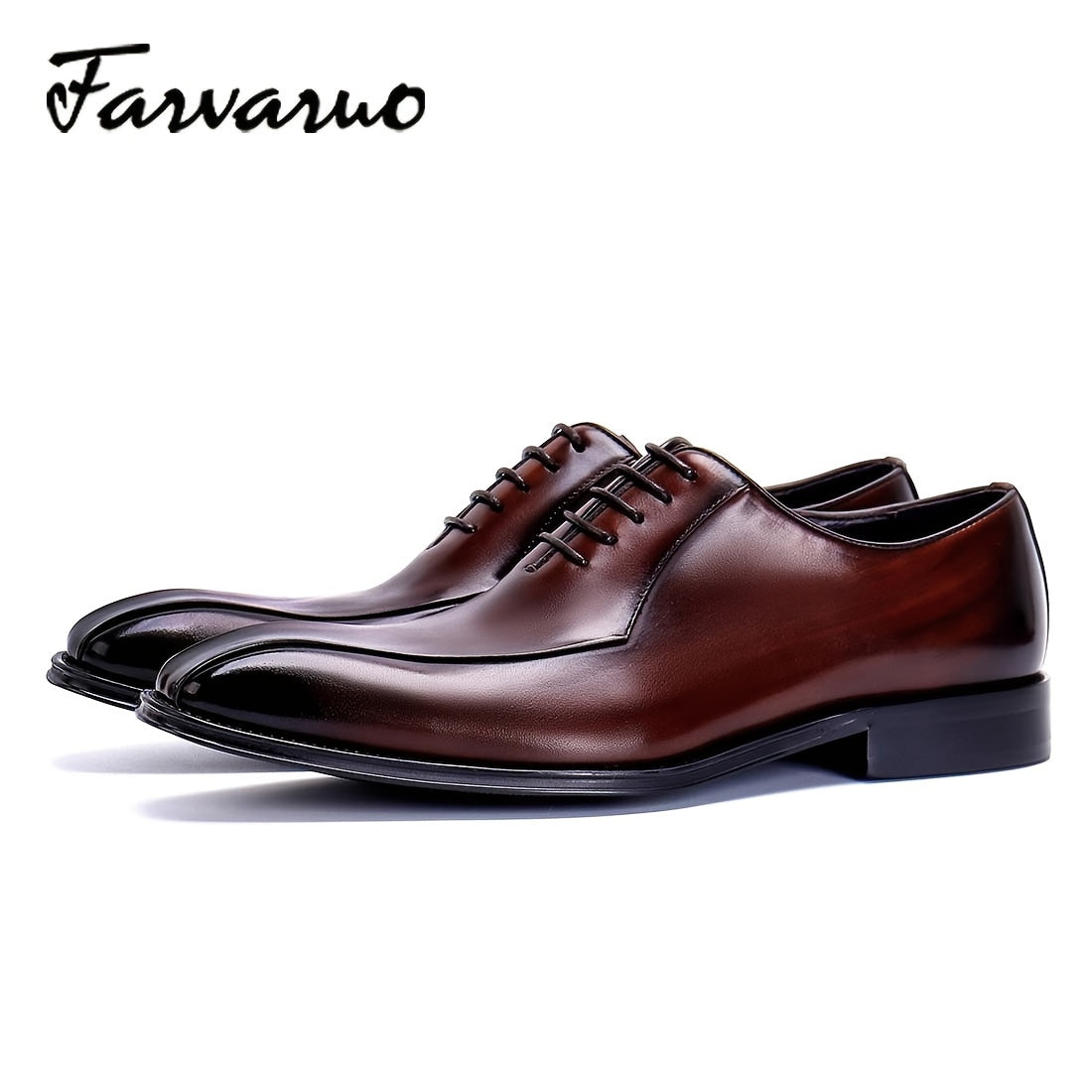 FARWARWO Leather Square Toe Oxford Shoes for Men
