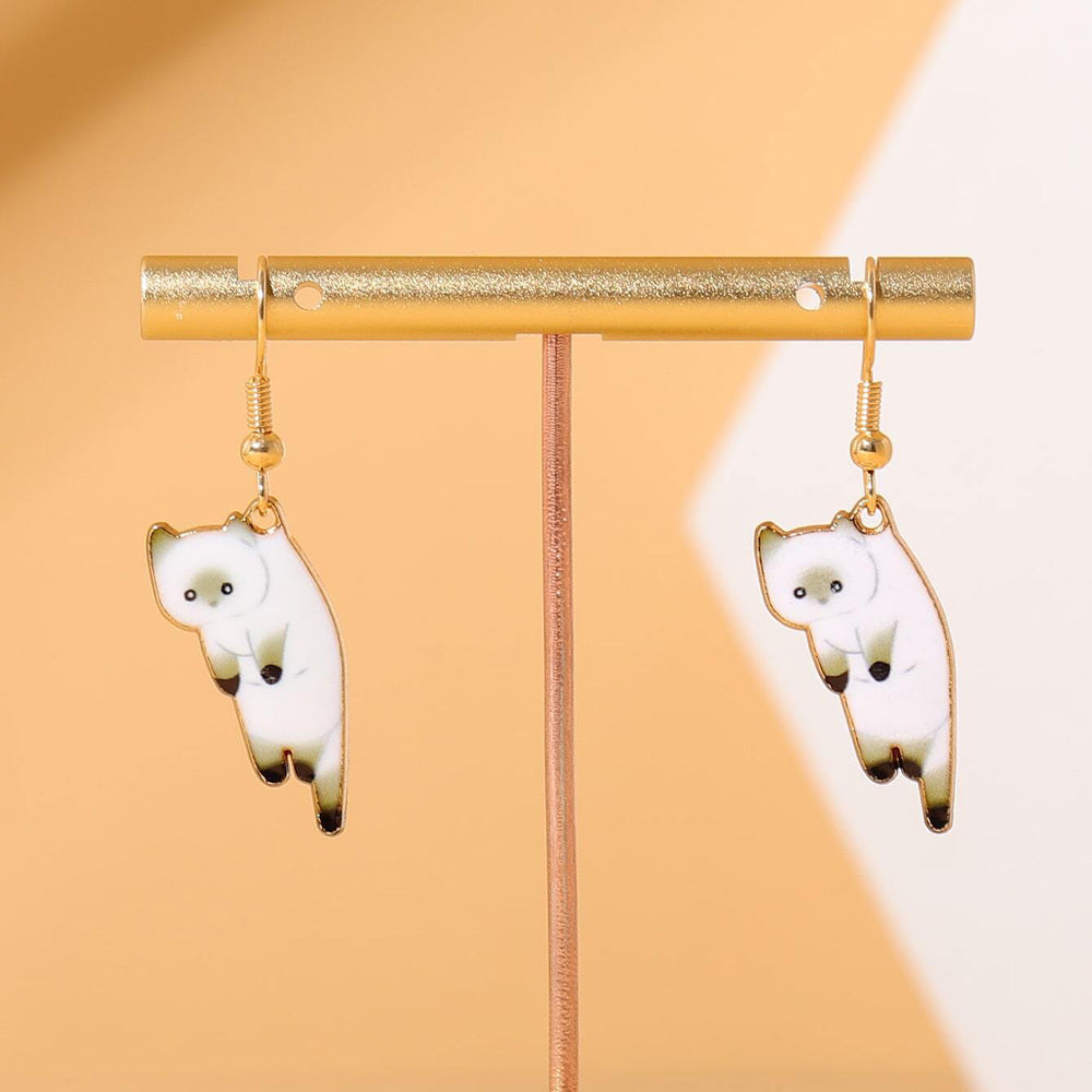 Cartoon Kitten Pendant Earrings Women's Jewelry 5 Colors