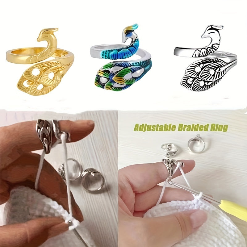 2pcs Adjustable Hook Wool with Thread Rings Knitting Accessories