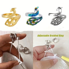 2pcs Adjustable Hook Wool with Thread Rings Knitting Accessories