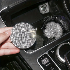 2pc Artificial Diamond Car Cup Mat Anti-slip Insulation Silicone Water Cup Mat