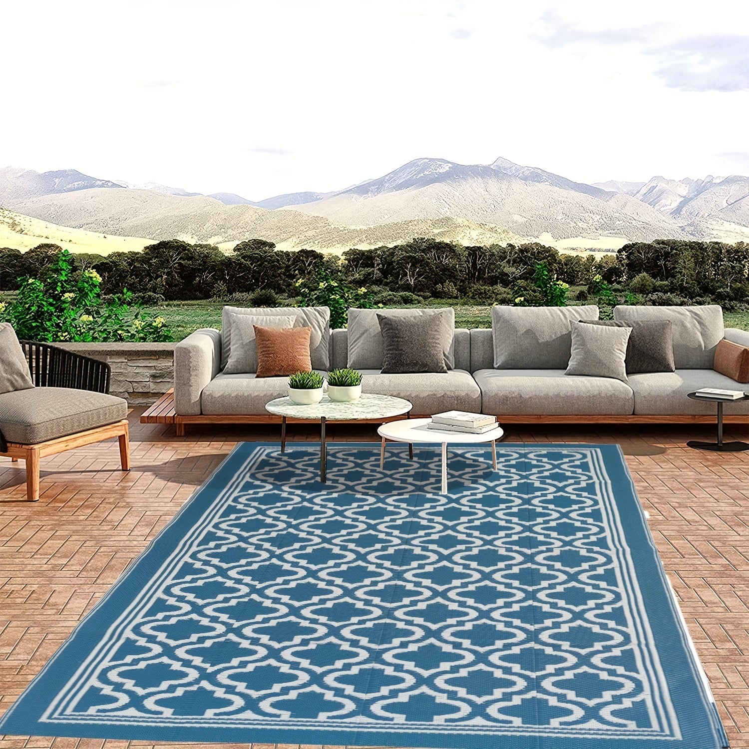 5x8ft Outdoor Rug Carpet Patio RV Camping Waterproof Reversible UV Resistant