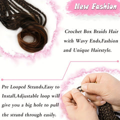 French Curly Braided Hair Crochet Hairpieces Box Braids With Curly Wavy Ends