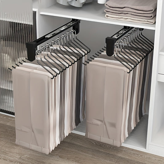Pull Out Pants Rack Telescopic Hanging Clothes Rack Metal Storage Rod Rail