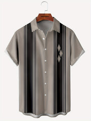 Geometric Print Men's Hawaiian Shirt for Summer Vacation