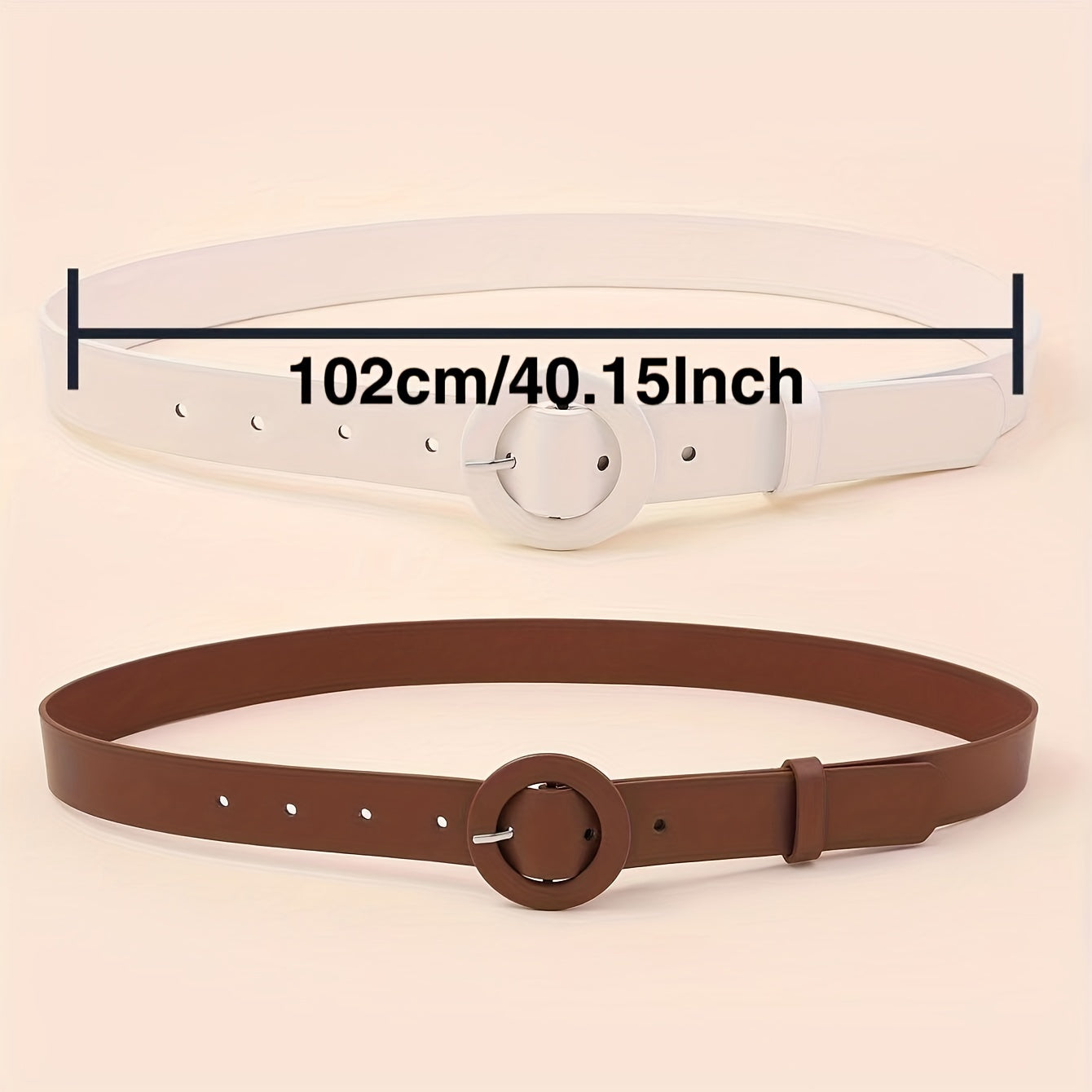 2pcs Round Pin Buckle Belt for Women