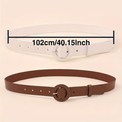 2pcs Round Pin Buckle Belt for Women