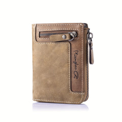 Men's Retro Short Zipper PU Leather Wallet Ideal Gift For Men