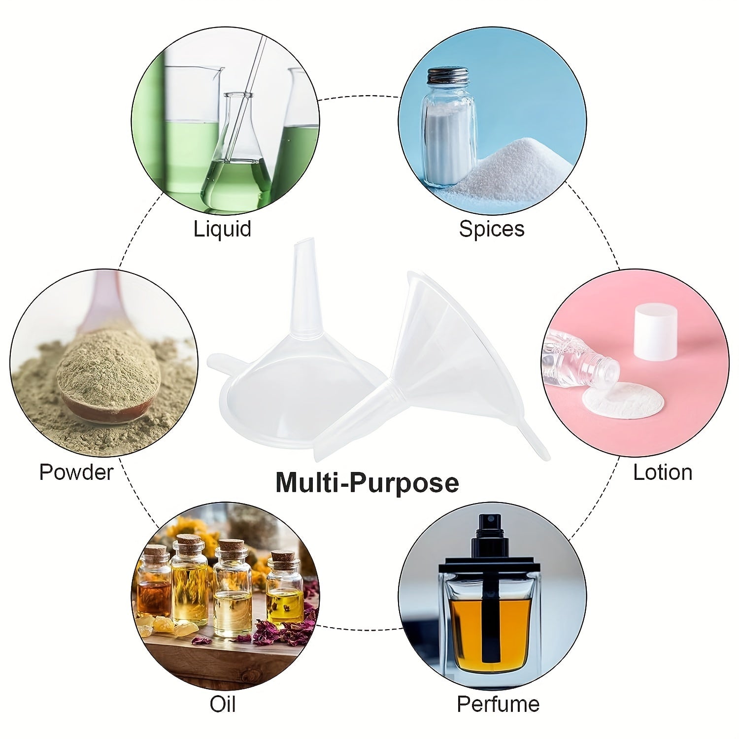 Multipurpose Kitchen Funnel for Bottles Jars Containers Perfumes Skin Care