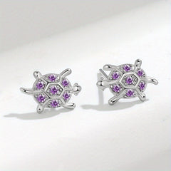 Sterling Silver Opal Turtle Stud Earrings Ocean Jewelry