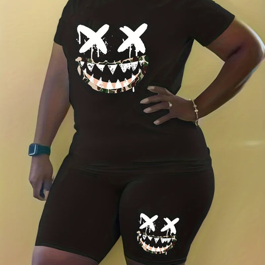  Graphic Print Top & Shorts Set