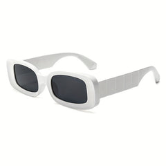 Rectangle Frame Sunglasses Wrap Around Wide Temple Eyewear UV400