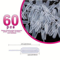 60pcs Teenitor Liquor Injectors 4ml Pipettes Disposable Squeeze Dropper